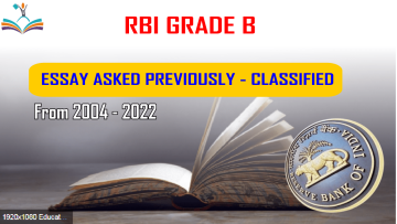 RBI Grade B | Essay Asked previously - Categorized in different Segments